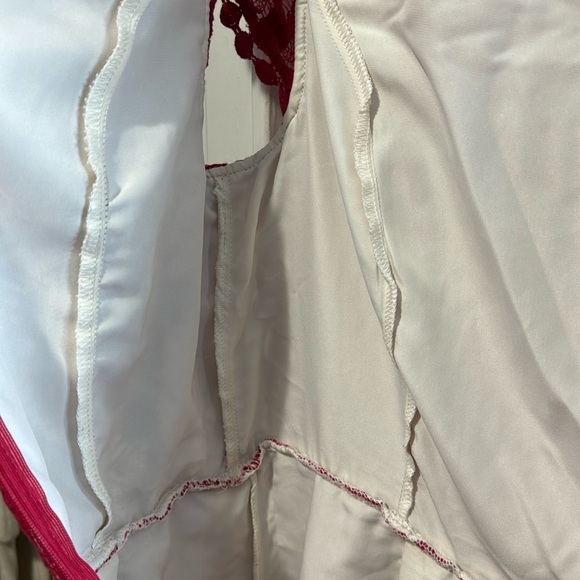 Kensie -Crochet Red Lace White Lined Fit Flare Dress Size large - Picture 9 of 10